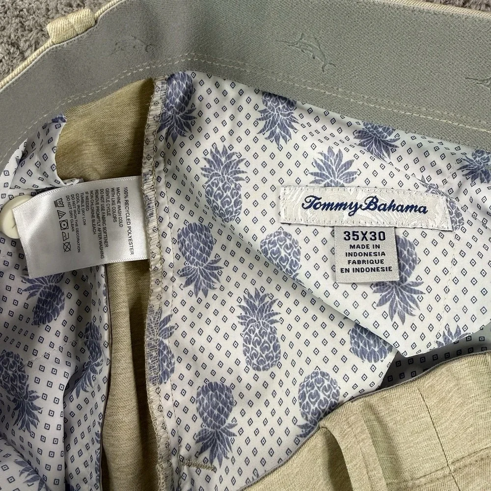 Tommy Bahama On Par 5 Pocket Pants Men 35x30 Beige Stretch Golf Activewear Chino